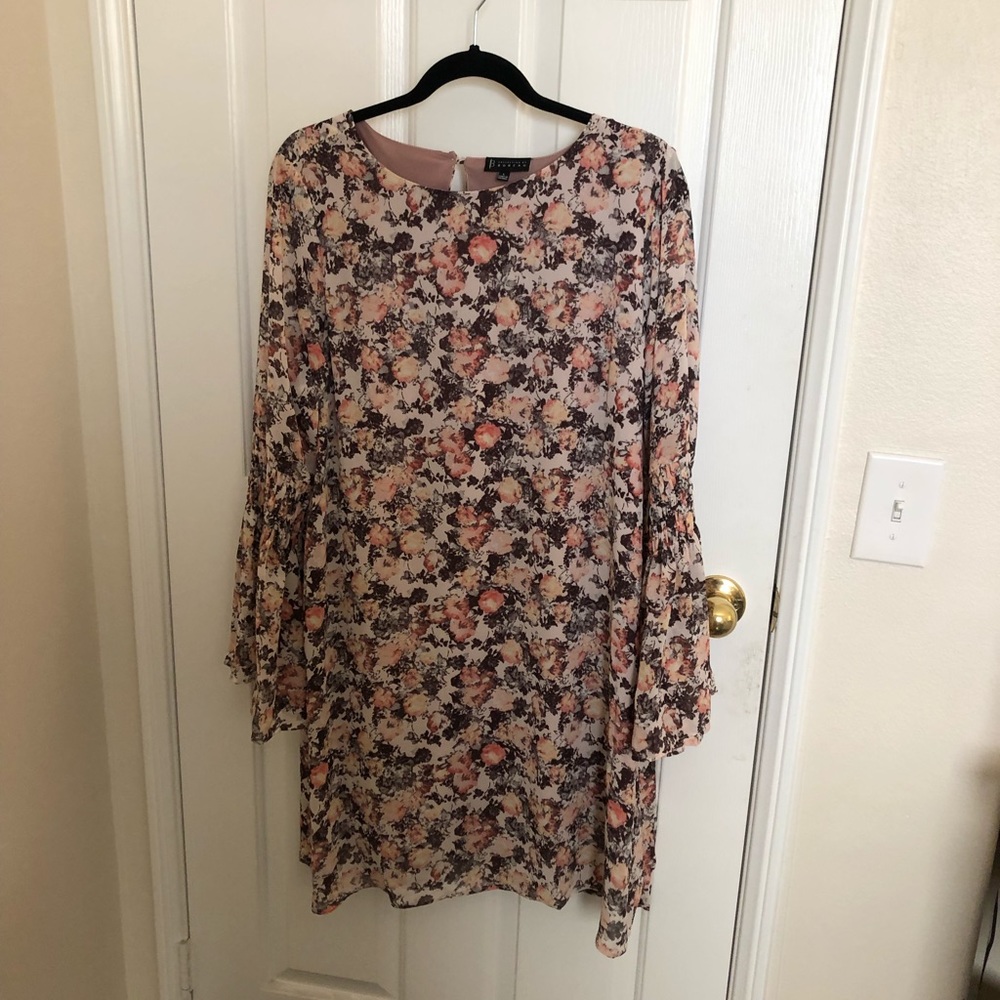 pink floral long sleeve dress
